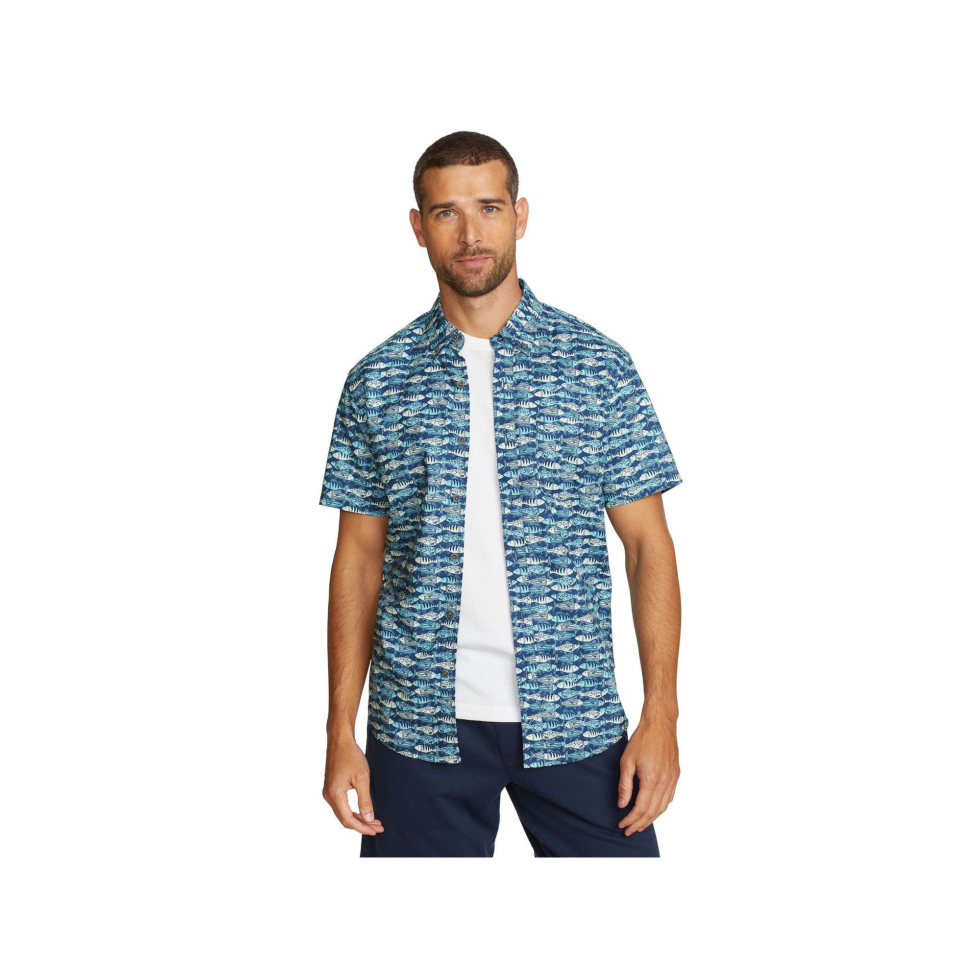 Big & Tall Eddie Bauer Short Sleeve Baja Shirt, Mens, Size: 4XB, Blue