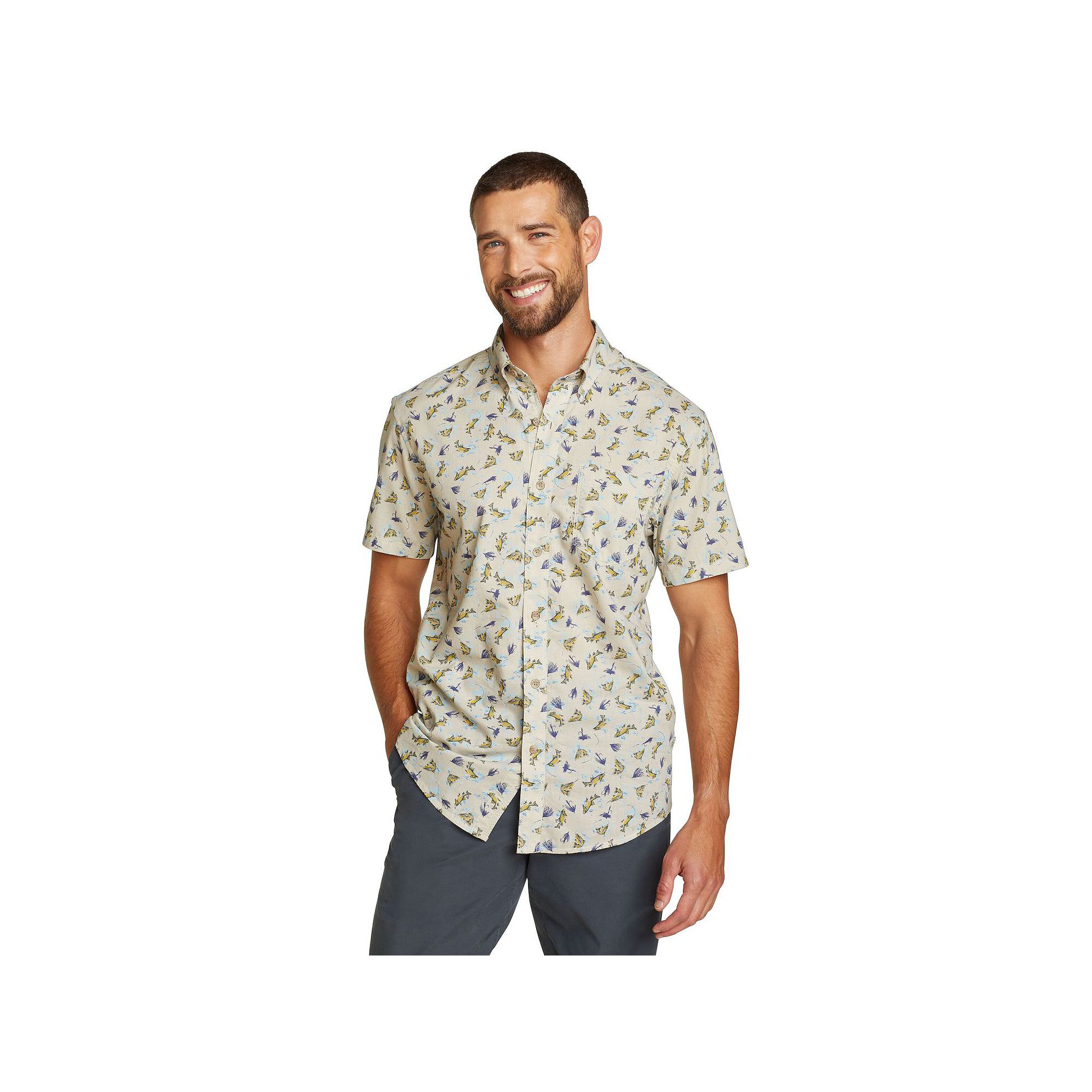 Big & Tall Eddie Bauer Short Sleeve Baja Shirt, Mens, Size: 3XB, Pumice
