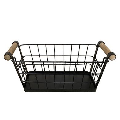 Sonoma Goods For Life® Black Wire Basket with Wood Handles