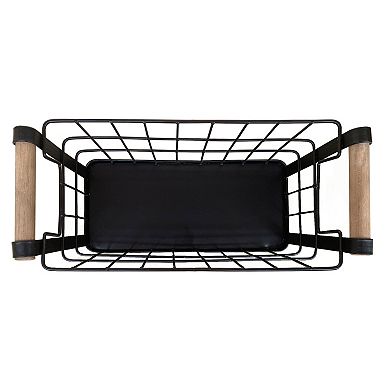 Sonoma Goods For Life® Black Wire Basket with Wood Handles