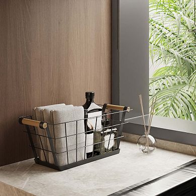Sonoma Goods For Life® Black Wire Basket with Wood Handles