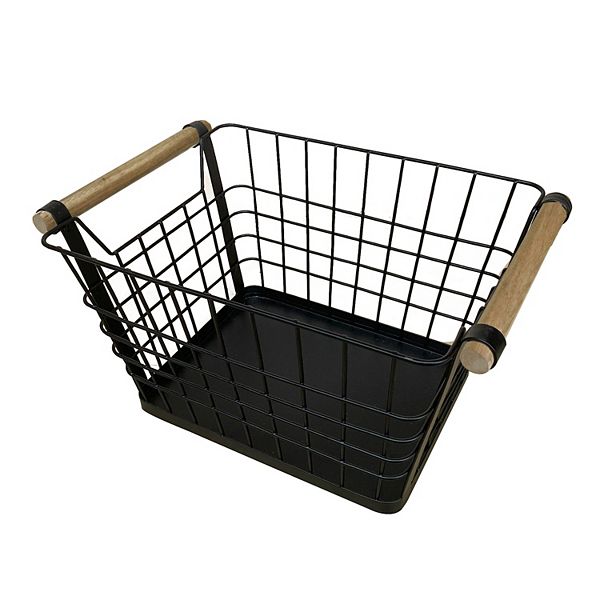 Sonoma Goods For Life® Black Wire Crate with Wood Handles - Black