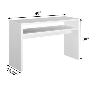 48 Inch White Sofa Console Table Modern Farmhouse with Shelves for Living Room and Hallway