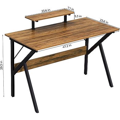 Modern 47-inch Home Office Laptop Computer Desk With Moveable Top Shelf