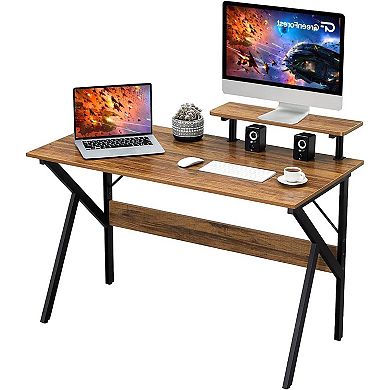 Modern 47-inch Home Office Laptop Computer Desk With Moveable Top Shelf