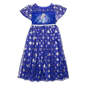 Disney's Frozen Elsa Girls 4-8 Navy Fantasy Nightgown