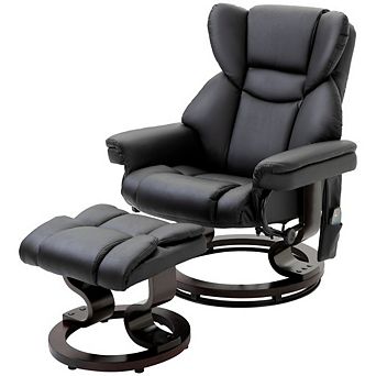 Adjustable Faux Leather Remote Massage Recliner Chair W/ Ottoman