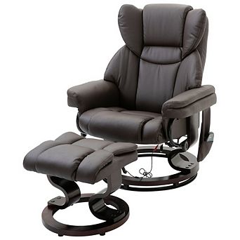 Adjustable Faux Leather Remote Massage Recliner Chair W/ Ottoman