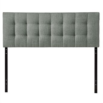King Size Grey Fabric Modern Button-tufted Upholstered Headboard