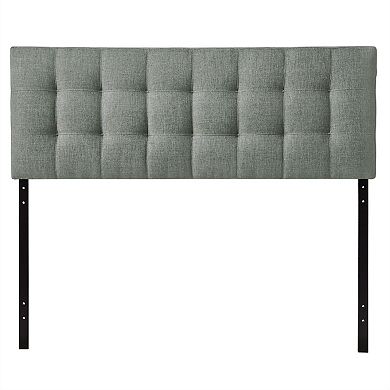 King Size Grey Fabric Modern Button-tufted Upholstered Headboard
