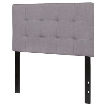 Twin Size Modern Light Grey Fabric Upholstered Panel Headboard
