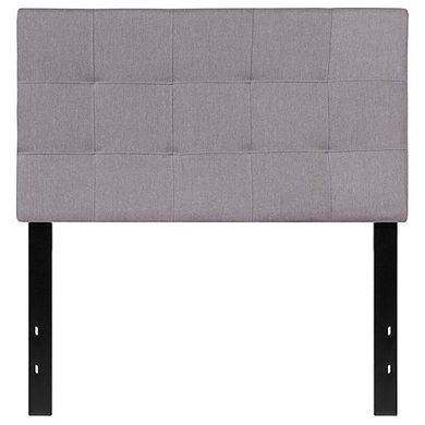 Twin Size Modern Light Grey Fabric Upholstered Panel Headboard