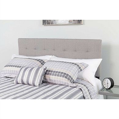 Twin Size Modern Light Grey Fabric Upholstered Panel Headboard