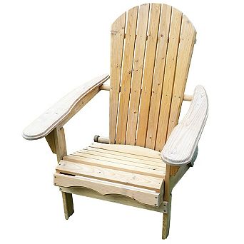 Folding Adirondack Chair For Patio Garden In Natural Wood Finish