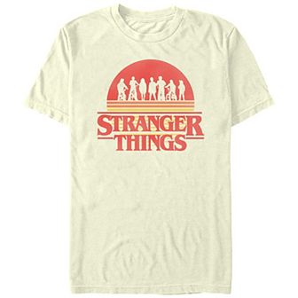Juniors' Stranger Things Sunset Logo Boyfriend Graphic Tee