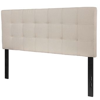 Full Size Taupe Fabric Box-stitch Upholstered Headboard