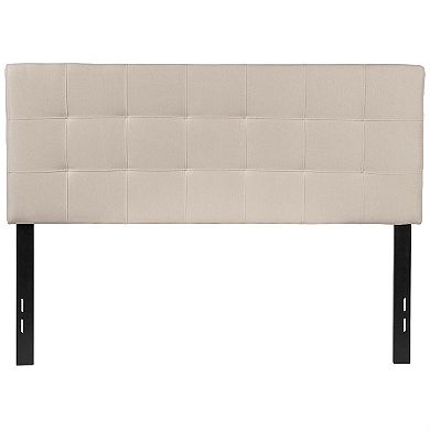 Full Size Taupe Fabric Box-stitch Upholstered Headboard