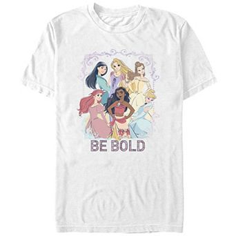 Disney's Mulan, Rapunzel, Belle, Ariel, Moana & Cinderella Princess Be Bold Juniors' Boyfriend Graphic Tee