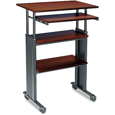 Adjustable Height Stand Up Computer Desk Workstation In Cherry