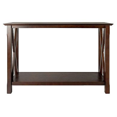 Cappuccino Brown Wood Console Sofa Table With Bottom Shelf