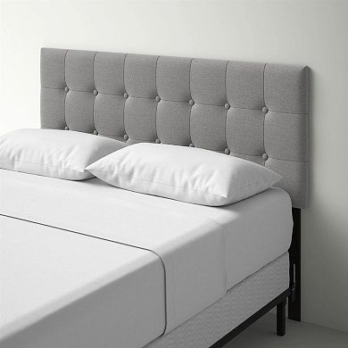 King Size Mid-century Style Button-tufted Headboard In Grey Upholstered Fabric