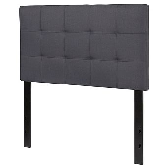 Twin Size Modern Dark Grey Fabric Upholstered Panel Headboard