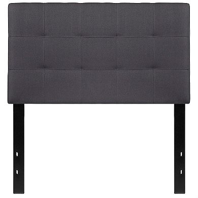 Twin Size Modern Dark Grey Fabric Upholstered Panel Headboard