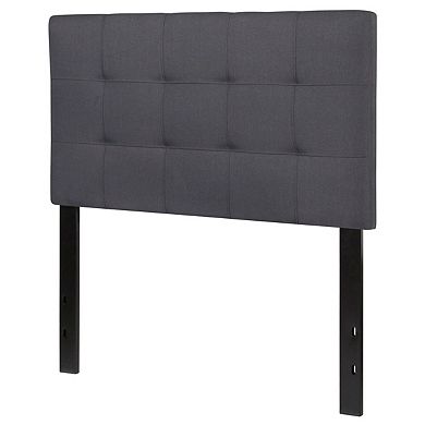Twin Size Modern Dark Grey Fabric Upholstered Panel Headboard