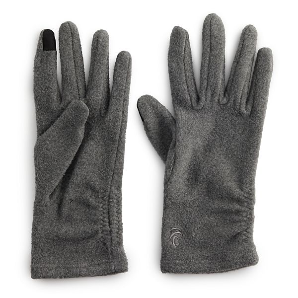 Women's Cuddl Duds&reg; Fleece Side Ruched Gloves - Charcoal Heather