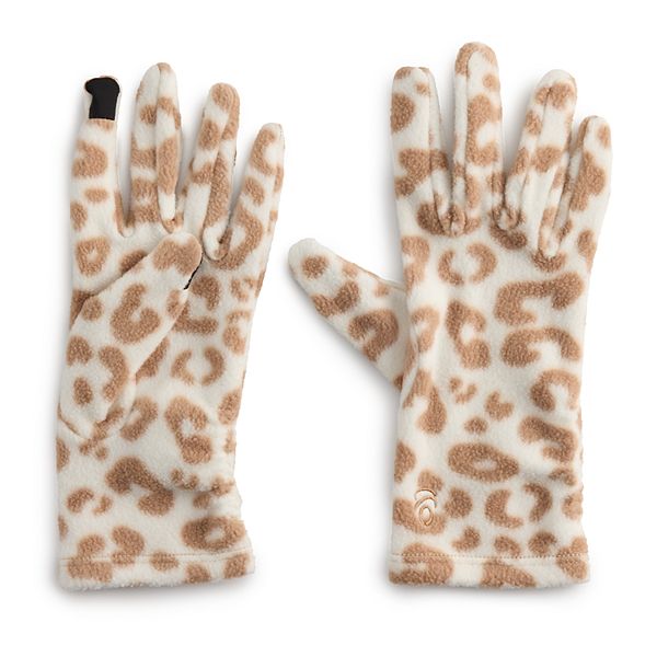 Women's Cuddl Duds® Fleece Side Ruched Gloves - Leopard