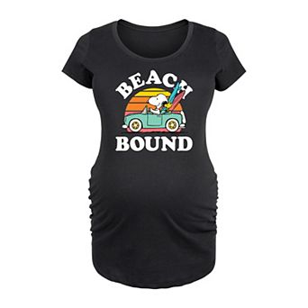 Maternity Peanuts Snoopy & Woodstock Beach Bound Graphic Tee