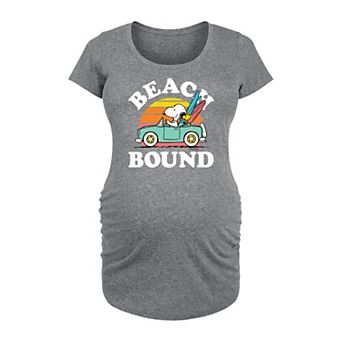 Maternity Peanuts Snoopy & Woodstock Beach Bound Graphic Tee