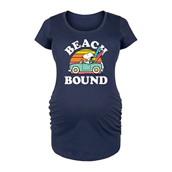 Maternity Peanuts Snoopy & Woodstock Beach Bound Graphic Tee