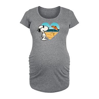 Maternity Peanuts Snoopy Heart Beach Scene Graphic Tee