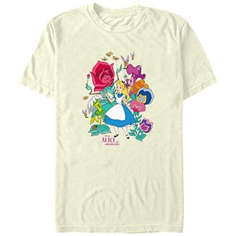 Disney's Alice In Wonderland Floral Party Juniors' Boyfriend Graphic Tee