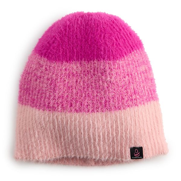 Women's Cuddl Duds Feather Knit Beanie - Pink Multi