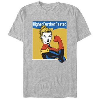 Juniors' Captain Marvel Higher Further Faster Boyfriend Graphic Tee