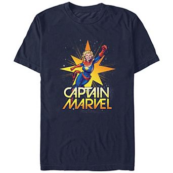 Juniors' Captain Marvel Star Burst Boyfriend Graphic Tee