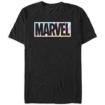 Juniors' Marvel Tie Dye Background Logo Boyfriend Graphic Tee