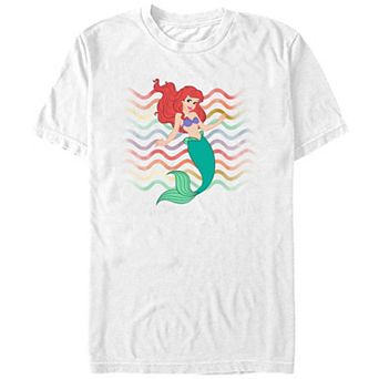 Disney's The Little Mermaid Juniors' Ariel Wavy Stripes Background Boyfriend Graphic Tee