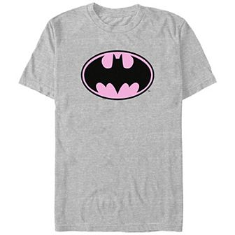 Juniors' Batman Pink Background Logo Boyfriend Graphic Tee