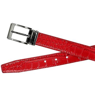 Ctm Big & Tall Leather Croc Print Dress Belt With Clamp On Buckle