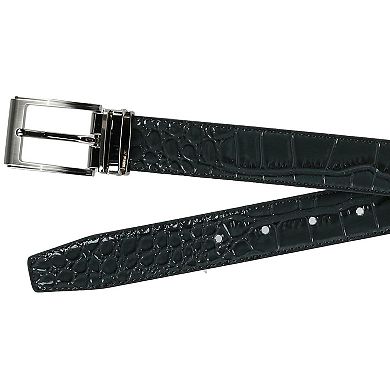 Ctm Big & Tall Leather Croc Print Dress Belt With Clamp On Buckle