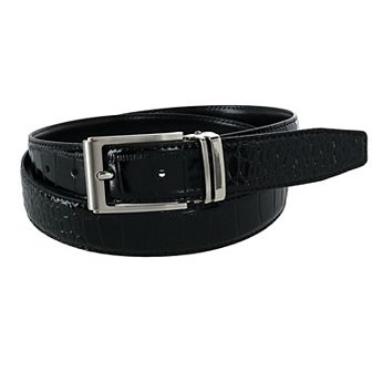 Ctm Big & Tall Leather Croc Print Dress Belt With Clamp On Buckle