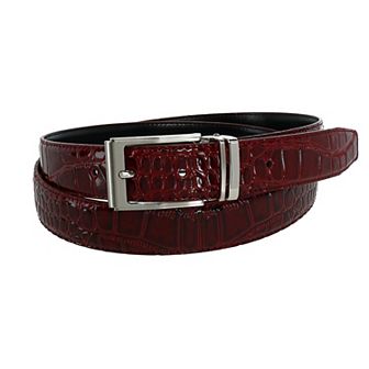 Ctm Big & Tall Leather Croc Print Dress Belt With Clamp On Buckle