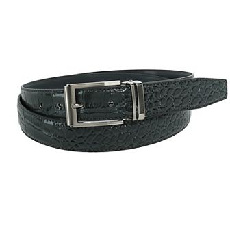 Ctm Big & Tall Leather Croc Print Dress Belt With Clamp On Buckle