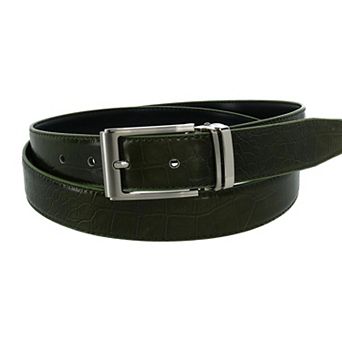 Ctm Big & Tall Leather Croc Print Dress Belt With Clamp On Buckle