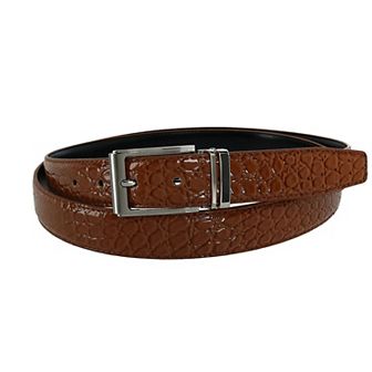 Ctm Big & Tall Leather Croc Print Dress Belt With Clamp On Buckle