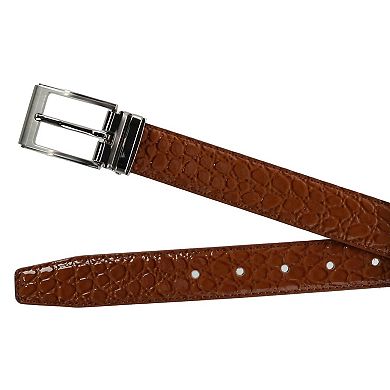 Ctm Leather Croc Print Dress Belt With Clamp On Buckle