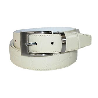 Ctm Leather Croc Print Dress Belt With Clamp On Buckle